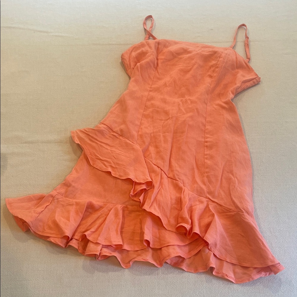 Francesca's Coral Textured Ruffle Dress